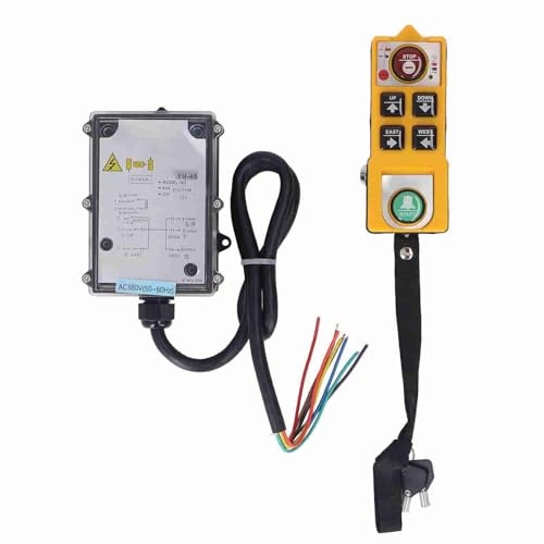 HELEVIA Wireless Crane Remote Control, AC380V 100m Range 800MHz RF Frequency Shockproof, with Anti Fall Ergonomic Buttons, for Cranes Conveyors CNC Coal Mining Machinery