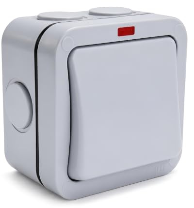 AMK® 1 Gang 2 Way IP66 Weatherproof Outdoor Wall Light Switch 20A Unit