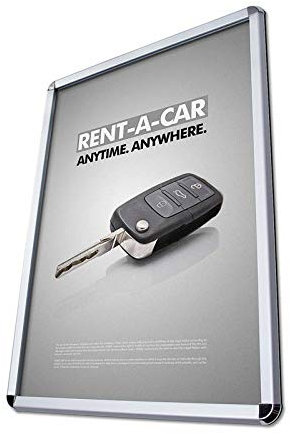 UNIPOS® Klapprahmen Rondo DIN A2. Hochwertige Alu-Konstruktion (32 mm) und einfacher Posterwechsel.