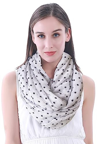 Lina & Lily Damen Loop Schal mit Punkte-Muster (Weiß)