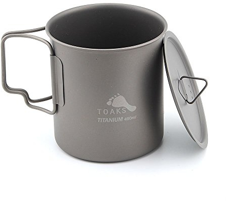 TOAKS Titan Camping Topf Becher Schale (375ml, 450ml, 550ml, 650ml, 750ml, 800ml, 900ml) (450ml with Lid[CUP-450-C])
