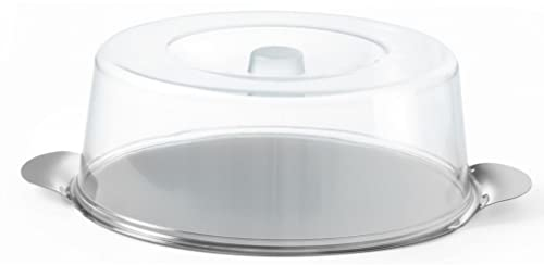 HENDI Tortenplatte, Kuchenbehälter, Kuchenbox, mit Polystyren Haube, Tortenplatte aus Edelstahl, ø300x(H)110mm