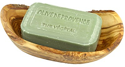 D.O.M.® Seifenschale Rustikal aus Olivenholz mit handgemachter pflanzlicher Seife Olive