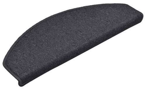 vidaXL Dark Grey and Blue Carpet Stair Treads Set - Washable and Non-Slip Stair Protection with Adhesive Tapes, Designed from Durable 100% PP Tufted Material for indoor stairs, Set of 15