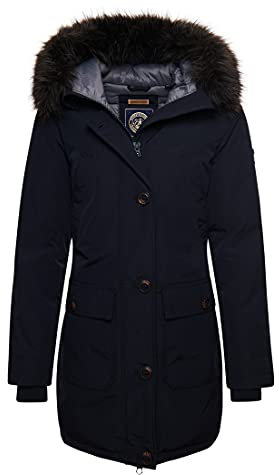Superdry Womens New Rookie DOWN Parka, Dark Navy, XS