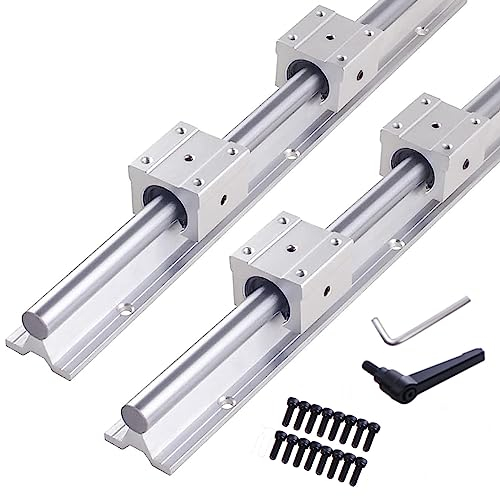 GooEquip Guida Lineare SBR20 1000mm Set di Guide per Cuscinetti Lineari con 2 x Alberi di Guida da 1000 mm e 4 x Blocchi SBR20UU, Guida di Scorrimento Lineare Inossidabile con Fori Preforati