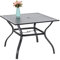 PHIVILLA Garden Table 94 * 94cm Outdoor Dining Table with Steel Frame and Parasol Hole Square Patio Table Maintenance Free (Black)