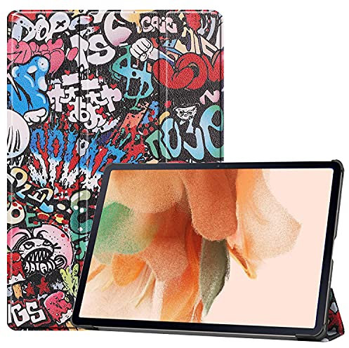 FTRONGRT Coque pour Samsung Galaxy Tab S7 FE Coque Housse Étui,Ultra-Mince et avec Support Coque Protection pour Samsung Galaxy Tab S7 FE -Graffiti