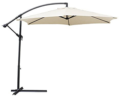 Einfeben Sonnenschirm Alu Ampelschirm Ø 350cm Grau Gartenschirm mit Ständer, höhenverstellbar, klappbar, UV-Schutz 40+ Diverse Farben Wasserabweisende Marktschirm