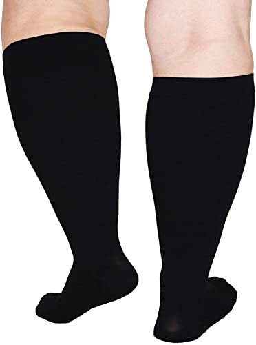 crate Kompressionsstrümpfe, Kompressionsstrümpfe für Männer und Frauen (20-32 mmHg), für Sport, Trekking, Reisen, Flug, Krankenschwestern, Schwangerschaft (4XL, Schwarz)