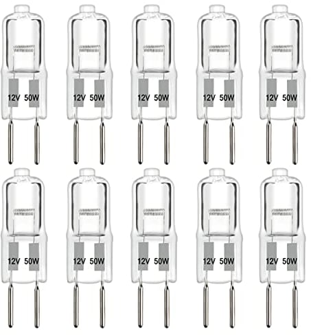 SCNNC G6.35 Halogen Light Bulbs 2 Pin 12V 50W Dimmable, 650LM Warm White 2700K, GY6.35 Halogen Capsule Bulb, for Chandeliers, Track Lights, Landscape Lights, Desk Lamps, Pack of 10