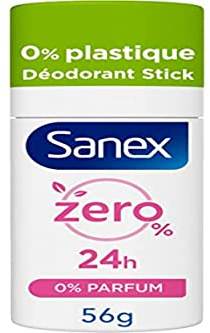 SANEX - Zero% Perfume Solid Stick Deodorant - Deo für Damen und Herren - 24-Stunden-Wirksamkeit - Deostick 56 g