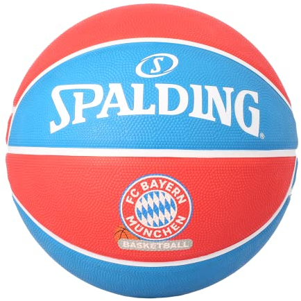 Spalding - EUROLEAGUE Team SZ7 - FC Bayern - Basketballball - Größe 7 - Basketball - Material: Gummi - Outdoor - rutschfest - Hervorragender Grip - Sehr widerstandsfähig