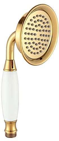 Winskybath Soffione doccia tradizionale in ottone da 98 mm, in stile vittoriano, doccetta a mano con finitura dorata