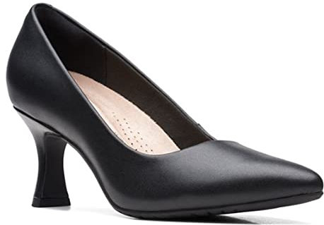 Clarks Womens Kataleyna Gem Pump, Black Leather, 5
