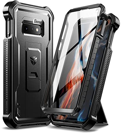 Dexnor Kompatibel mit Hülle Samsung Galaxy S10e, Eingebauter Displayschutz und Ständer, strapazierfähig, militärischer Schutz, stoßfest, Schutzhülle Kompatibel mit Samsung Galaxy S10e, Schwarz