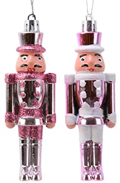 Kaemingk Christbaumschmuck Nussknacker 12cm x 1 Stück Sortiert Kunststoff Weihnachten Soldat Husar rosa pink