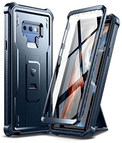 Dexnor Kompatibel mit Hülle Samsung Galaxy Note 9 mit integrierter Displayschutzfolie 360 ​​Grad Ganzkörper-Stoßschutz-Schutzhülle in Militärqualität mit Ständer – Blau