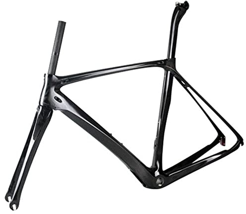 OKUOKA Bike Front Suspension Bike Frames Carbon fiber ultra-light road frame 700C Bike rack With fork seat tube Multiple size (Color : Black, Size : 54CM)