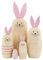 Boerni Set mit 5 Hasen-Holzpuppen, handgefertigt, niedlicher Hase mit rosa langen Ohren, Matroschka-Puppen für Kinder, Geburtstag, Weihnachten, Ostern, Geschenk, Heimdekoration