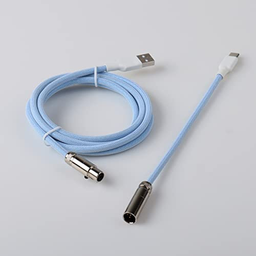 DucKey Custom Gaming Mechanical Keyboards USB-C Cable With Double-Sleeved Detachable Aviator Connector (Color : Blue)