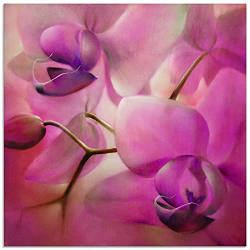 ARTland Wanddeko Glasbilder Wandbild Glas Bild einteilig 50x50 cm Quadratisch Natur Pflanzen Blumen Orchidee Pink Wellness Zen U4QO