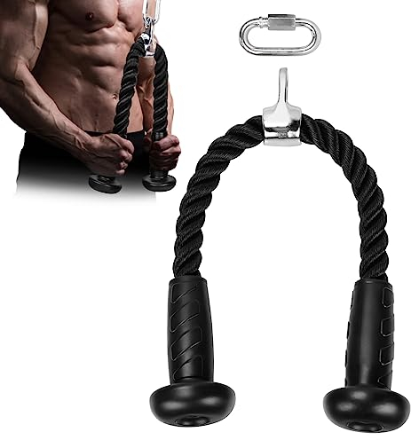 BOOSTEADY Corde Triceps Professionnelle, Corde de Traction Triceps en Nylon Renforcé avec Poignée Ergonomique Antidérapante, Compatible Poulie Musculation, pour Entraînement Fitness Maison/Gym