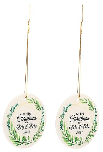 Garneck 2st Weihnachtsbaum-anhänger Religiöse Christbaumschmuck Quarantäne-weihnachtsschmuck 2023 Gerade Geheiratet Christbaumkugeln Erste Weißes Porzellan Weihnachtsutensilien Haushalt