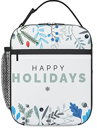 Aotximlat Isolierte Lunch-Tasche, wiederverwendbar, mit Seitentasche und Schultergurt, Happy New Year 2022, Kühler Lunchboxen für Schule, Picknick, Strand, Reisen, Arbeit