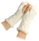 Feelorna Damen stricken fingerlose Handschuhe, Winter Plüsch Handschuhe Fäustlinge Handgelenke Warmere Arm Handschuh mit Daumenloch (Weiß)
