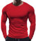 Muscle Alive Herren Fitness Langarmshirts Fest Kompression Grundschicht Bodybuilding Tops Polyester und Spandex 9309 Rot M