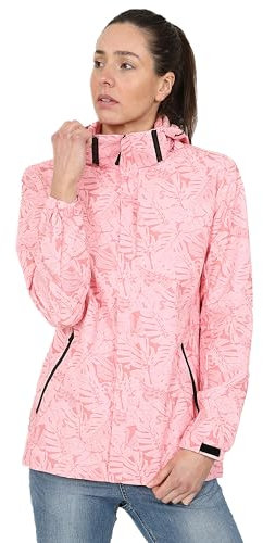 Blu Apparel Veste imperméable légère pour femme - Veste de pluie pour femme - Imprimé et respirant, rose, 40