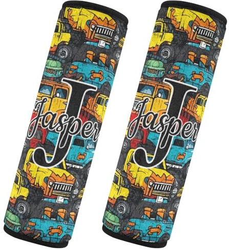 CHIFIGNO Sicherheitsgurt-Bezug, personalisierbar, personalisierbar, mit Namen, 2 Stück, niedliche Autositzgurte, Schulterpolster für Kinder, Männer, Frauen