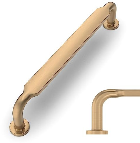 Amerdeco 10 Pack Champagne Bronze Cabinet Pulls 5 Inch(128mm) Hole Centers Kitchen Cabinet Handles Solid Zinc Alloy Cabinet Hardware Drawer Pulls AM017