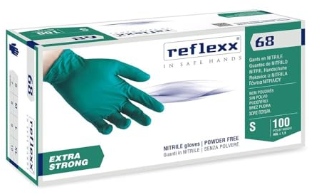 REFLEXX R68 300/1000 Guanti in nitrile VERDE - 6 GRAMMI senza polvere - VARIE TAGLIE OFFERTA - extrastrong usi chimici e meccanici (1000 pezzi Taglia L)
