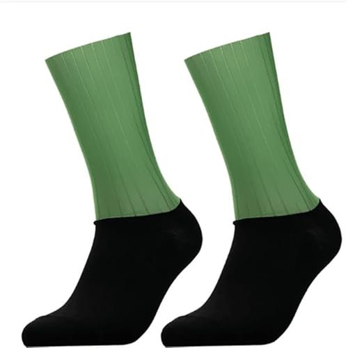 Ciclismo Calze Calzini Da Ciclismo Da Uomo, Design Con Cuciture Colorate, Calzini Sportivi Ammortizzanti E Antiscivolo Per Escursioni, Passeggiate E Ciclismo, 1 Pezzo,Verde