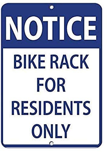 Notice Bike Rack for Residents Only Parking Sign Warning Tin Sign 8x12 inches