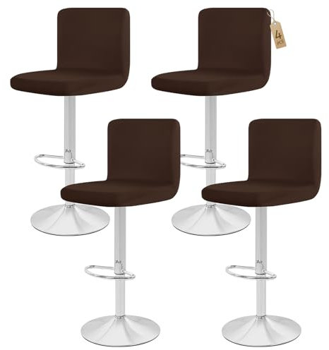 Showgeous 4 Stück Bar Stuhlhussen,Barhocker Abdeckungen Stretch Abnehmbare Esszimmerstuhl Abdeckungen für Kneipentheke,Dining Chair Barhocker Zähler Schonbezüge Esszimmer Stuhl Schonbezug(Braun)