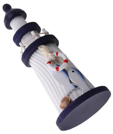 NULYLU Mediterraner Leuchtturm in Blau Dekorative Nautische Tischdekoration im Maritimen Stil für Sommerferien Stabile Desktop Dekoration für Familien und Strandliebhaber