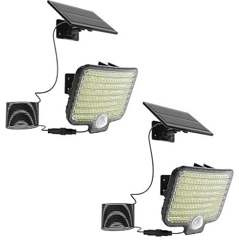 Lot de 2 spot solaire éclairage puissant LED blanc BRIGHTLY avec détecteur de mouvement orientable panneau solaire déporté