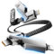 SHEZI 4 in 1 240W USB C to Compatible With Lightning Cable, Multi Fast Charging iPhone Samsung Charger Flat Braided Cord/Compatible With Lightning Type C USB A Port for Laptop/iPhone/Samsung/Carplay