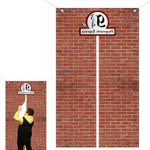 Gleis 9 3/4 Vorhang für Zauberwelt Fans - Wanddeko, Party Deko, und Geburtstag Deko - Eindrucksvolle Türvorhang für Ihre Wohnung