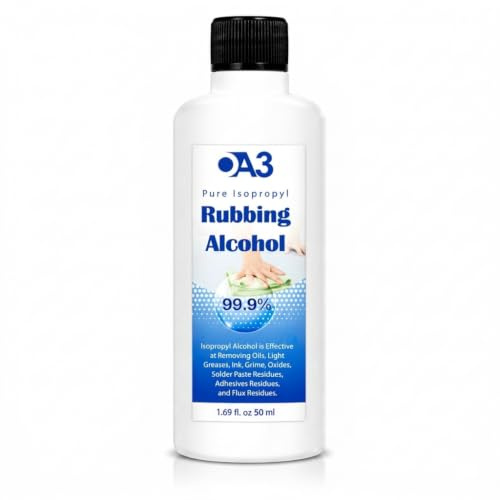 0A3 Isopropyl Alcohol Bottle | 99.9% Pure & Fast Dry | Cosmetic & Lab Grade IPA Cleaning Solution for Electronics Glass Lenses Screens & Surfaces | Residue Free Quick Evaporation (50ml)