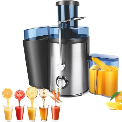 400W Juicer, 500ml Centrifugal Juicer Machines Whole Fruit and Vegetable, 3-inch Wide Mouth, 3 Speeds, Anti-drip and Anti-slip, Quick Juicing, Easy to Clean, Silver