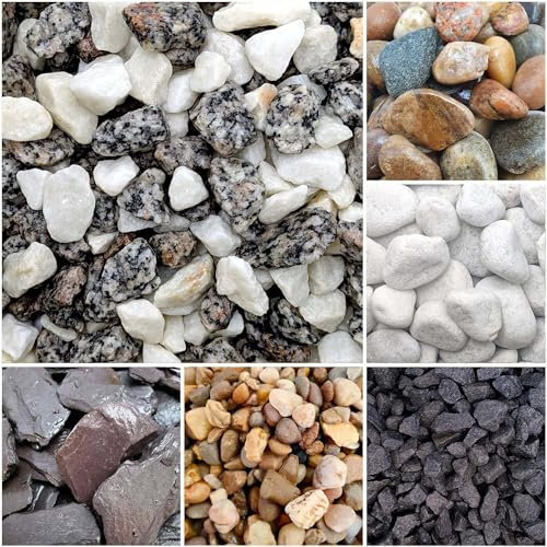 Elixir Gardens Aggregates for Flowerbeds, Rockery, Patio & Paths, Driveway & Ground Cover | 1kg to 800kg Bags | Arctic Grey Granite & Marble Mix (20mm)
