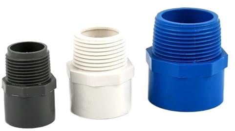 Conector Recto de PVC con Rosca Macho for Acuario, Tanque de Peces, Junta de Agua de alimentación, Tubo de riego de jardín, Adaptador de tubería de Agua, 1 Unidad(Grey,2 Inch-63mm)