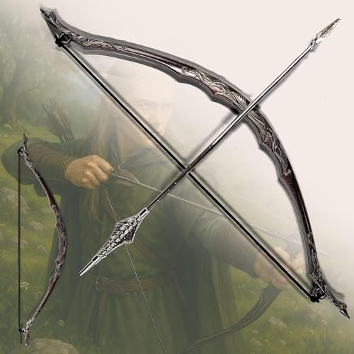 Der Herr der Ringe - LOTR Schwert, Filmschwert, Schwert echt, Schwert aus Stahl, Der Hobbit, Zauberer Schwert, Deko Schwert für Sammler und als Geschenk (Legolas Bogen mit Pfeil)