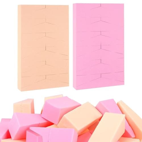 Make Up Sponge Set, 48 Pieces Latex-Free Cosmetic Sponges, Small Beauty Blender Makeup Sponge for Liquid, Foundation, Powder, Sun Protection and Cream (24 Pink and 24 Beige)