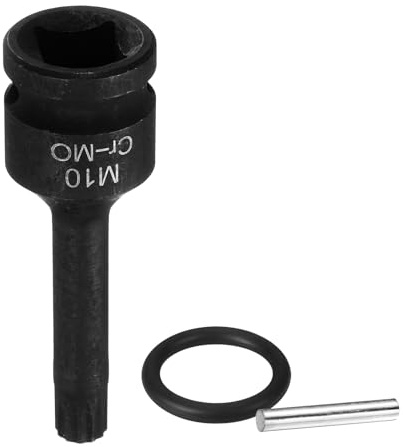 sourcing map Douille cannelée à impact carré triple M10 10 mm en acier CR-MO 12 points avec goupille fendue et joint torique pour adaptateur de perceuses électriques