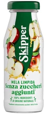 Zuegg Skipper Mela Limpida 200ml x24 | Succo di Frutta Senza Zucchero, 100% Ingredienti di Origine Naturale